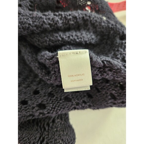 lauren conrad tops Cold Shoulder Navy Lace Knit Crochet Top LC Size S - Picture 6 of 7